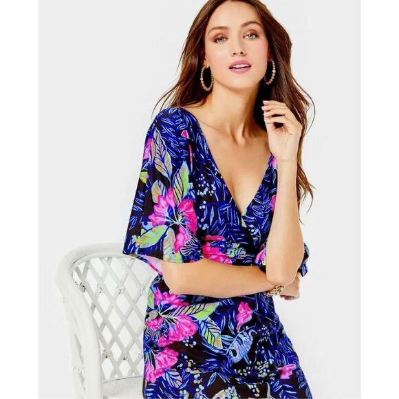 NWT Lilly Pulitzer Parigi Elbow Sleeve Midi Dress SZ XS Onyx Earned Stripes - Picture 4 of 12